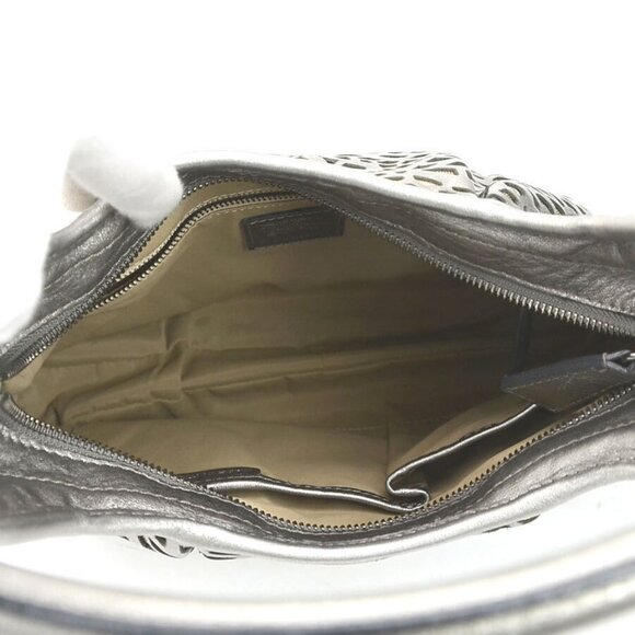 Auth BURBERRY Shoulder Bag Metallic Gray/Beige Leather/Canvas - e59932a - Picture 5 of 16